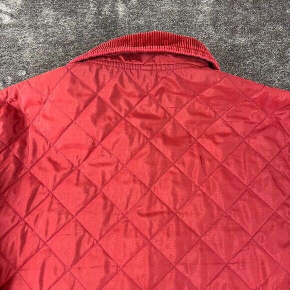 Barbour Quilted Blanket Lined Jacket Red Sz L Corduroy Collar Field Chore* - Picture 11 of 16